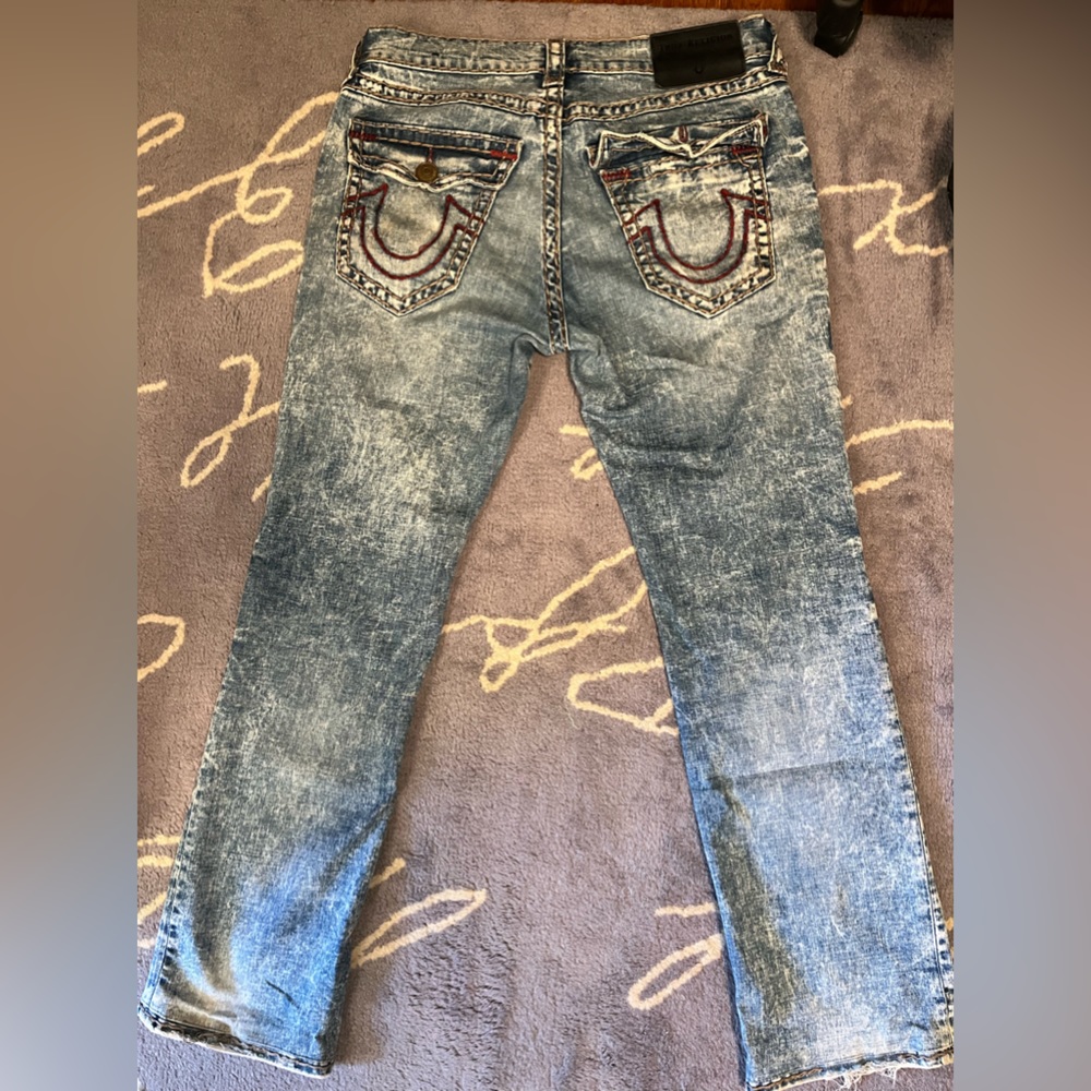 True religion Rocco jeans acid wash super t stitching